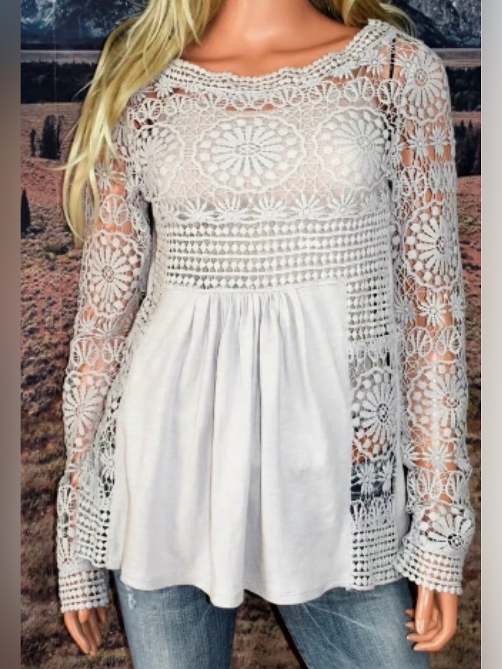 Sundance Nostalgic Nuance Lace Top Size Large